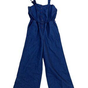 DEJA BLEU Romper Jumper Women's MEDIUM Blue Chambray Denim Wide Leg One …​